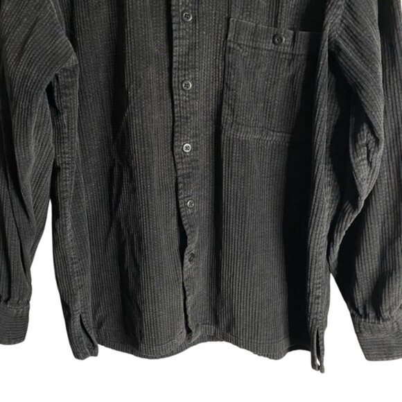 Vintage QR2 Men's Black Corduroy Casual Button-Down Shirt - Picture 3 of 8